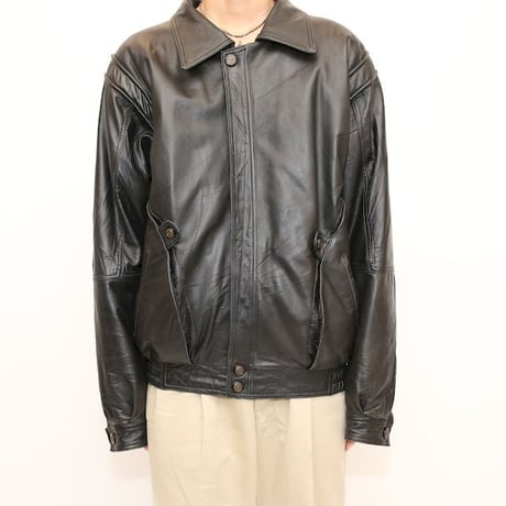 Euro Vintage Black Lamb Leather Jacket Loose Silhouette