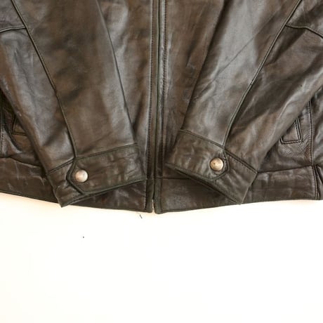DOCKERS Black Leather Jacket Loose Silhouette