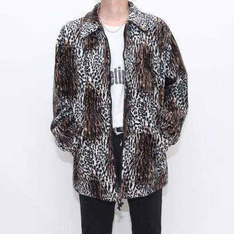 Animal Pattern Zip Up Jacket