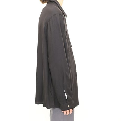 Rayon Plain Black L/S Shirt