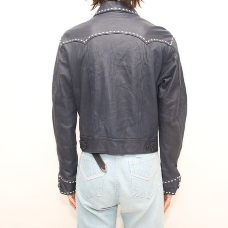 Stitch Design Leather Trucker Jacket