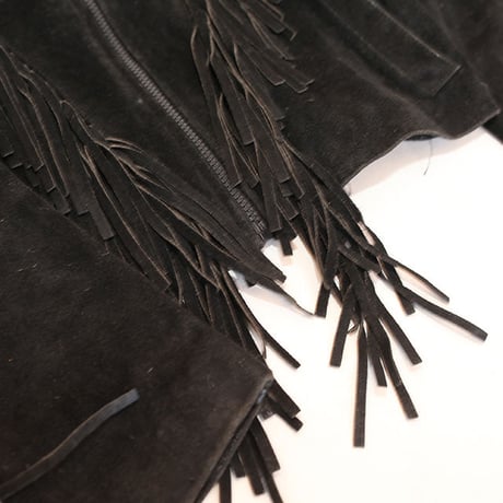 Black Suede Fringe Leather Jacket
