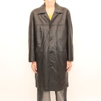 Black Leather Coat Loose Silhouette