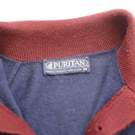 Vintage Puritan Border Pattern Knit Polo L/S Shirt