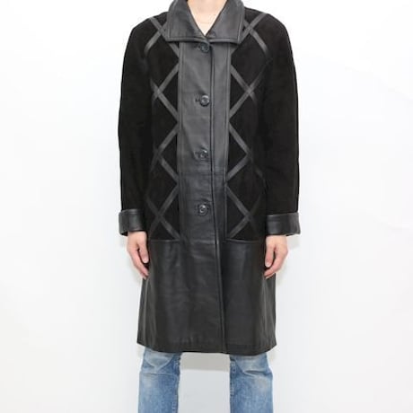 Black Suede Leather Coat