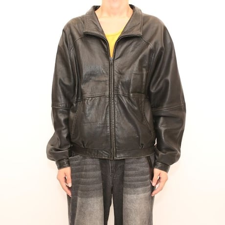 Black Lamb Leather Jacket Loose Silhouette