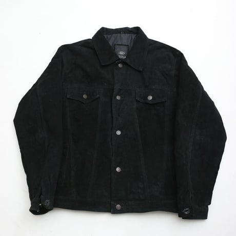 Vintage Trucker Type Black Suede Jacket