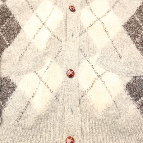 Argyle Pattern Wool Knit Cardigan
