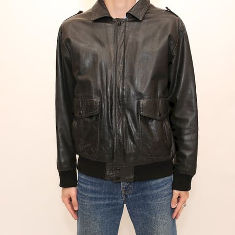 A-2 Type Black Leather Jacket Boa Lining