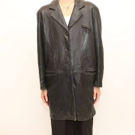 Saks Fifth Avenue Black Leather Coat