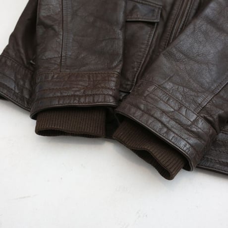 Stand up Collar Brown Leather Jacket