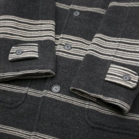 Border Pattern Wool Coat Made In Italy