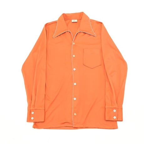 70's Open Collared Polyester L/S Shirt