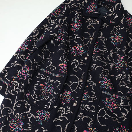 Flower Design Wool Coat