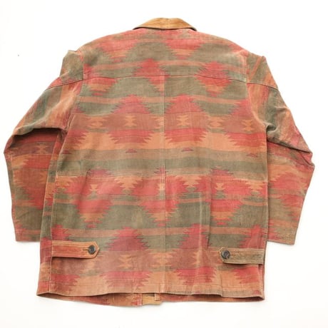 Native Pattern Suede Coat