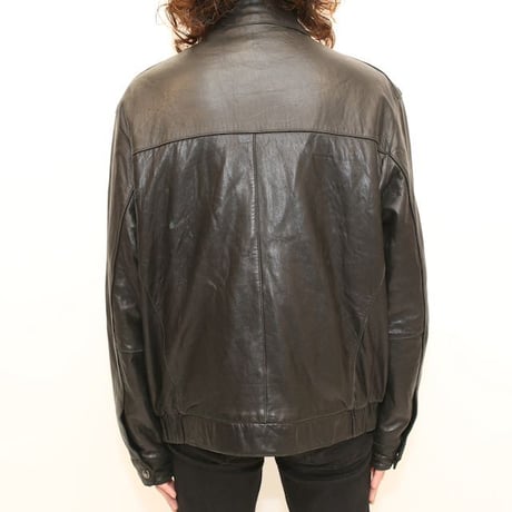 DOCKERS Black Leather Jacket Loose Silhouette