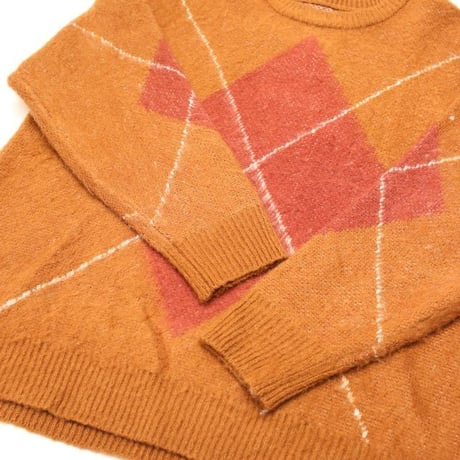 Argyle Pattern Wool Knit Sweater