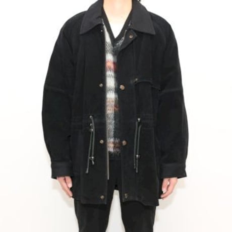Black Suede Leather Coat