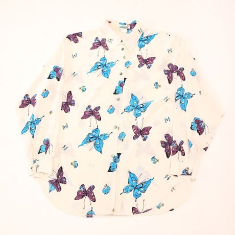 Butterfly Pattern Silk L/S Shirt
