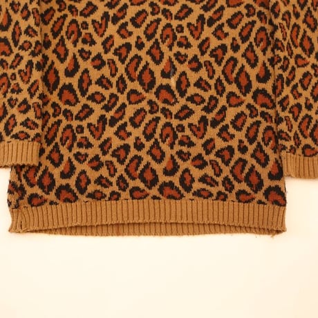 Leopard Pattern Knit Sweater MADE IN USA