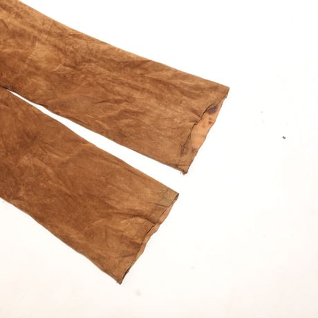 Suede Leather Flared Pants