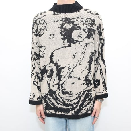 Max Studio Mock Turtleneck Art Knit Sweater