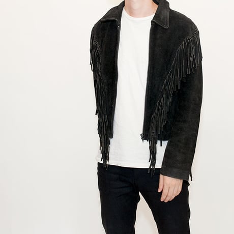 Black Suede Fringe Leather Jacket