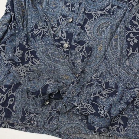 Paisley Pattern Open Collar Rayon L/S Shirt