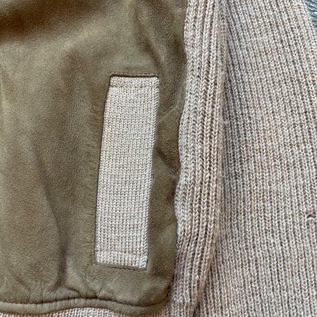 Norm Thompson Suede × Wool Knit Cardigan MADE IN GREAT BRITAIN