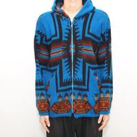 Artesanias Tuntaquimba Native Pattern Wool Knit Hooded Jacket