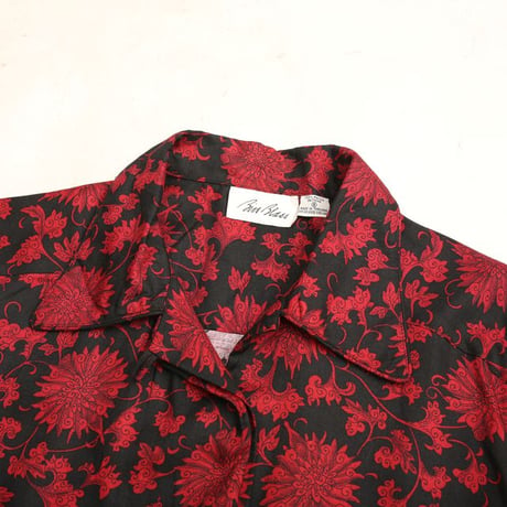 Flower Pattern Open Collared Rayon Shirt
