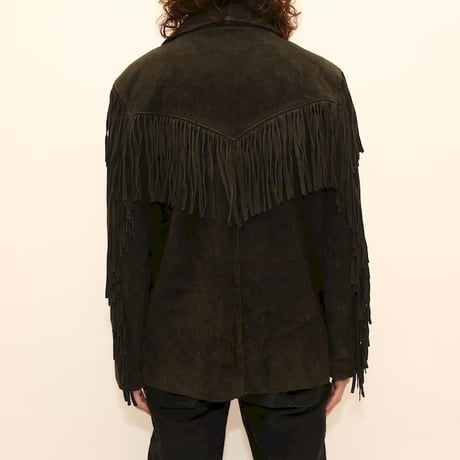 Black Suede Fringe Leather Jacket