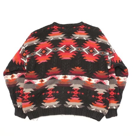 Woolrich Native Pattern Ramie Cotton Hand Knit Sweater