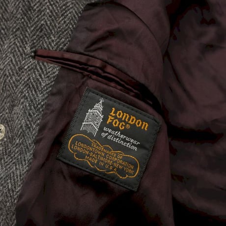 LONDON FOG Herringbone Wool Coat MADE IN USA