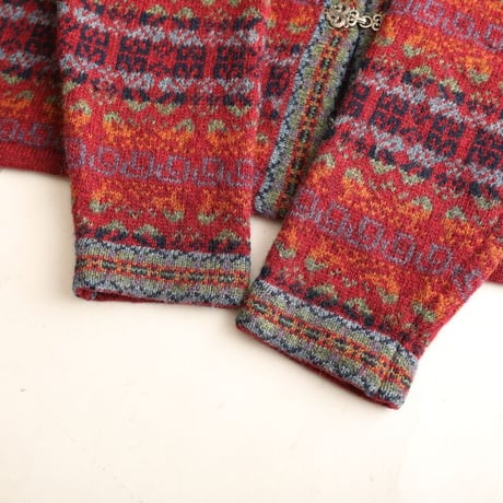 Patterned Wool Knit Cardigan