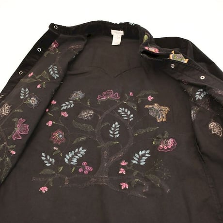 Flower Embroidery Corduroy Western L/S Shirt