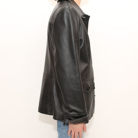 Braided Black Leather Jacket