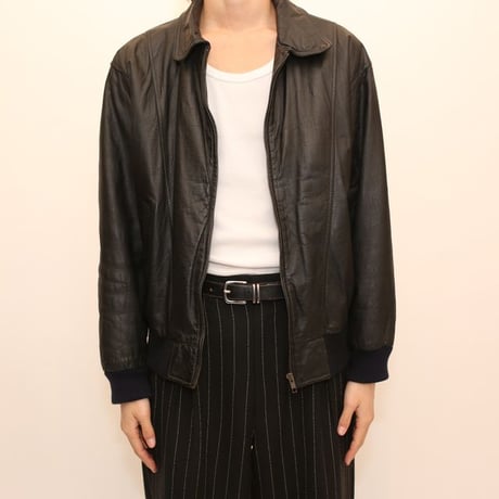Black Rib Leather Jacket