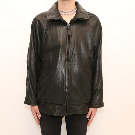 Andrew Marc Stand Collared Black Lamb Leather Jacket
