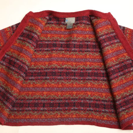 Patterned Wool Knit Cardigan