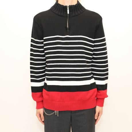 Haif Zip Cotton Knit Sweater