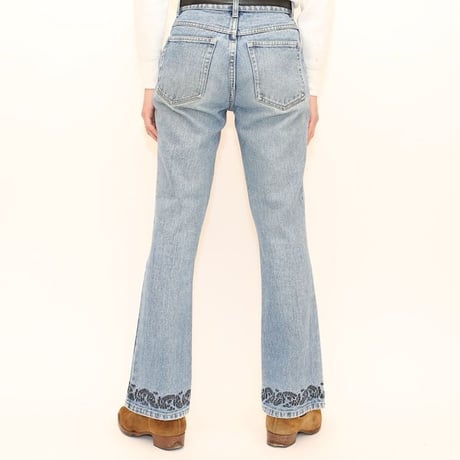 Embroidery Flared Denim Pants