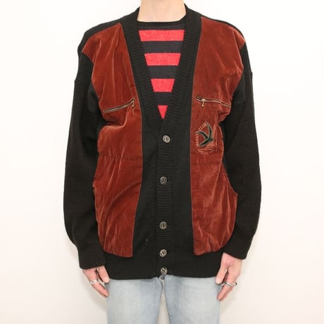 Knit × Velour Cardigan