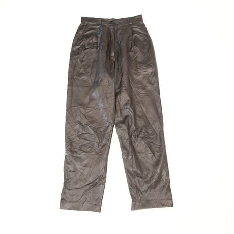1tuck Black Leather Pants