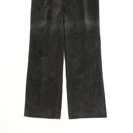 Black Suede Leather Slim Pants