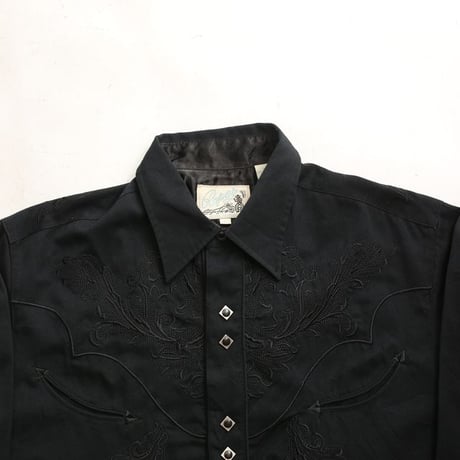 Black Embroidery Western Shirt