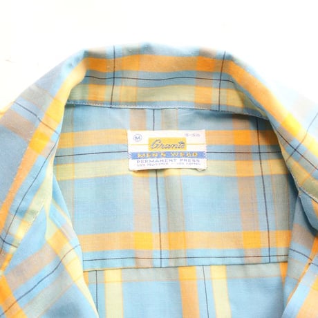 70's Open Collared Plaid Shirt