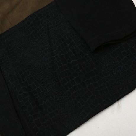 Patchwork Design Open Collar Fake Suede L/S Shirt