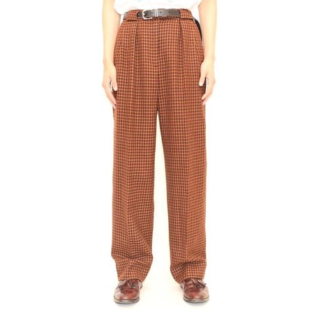 Hound's Tooth Pattern Pleats Design Pants
