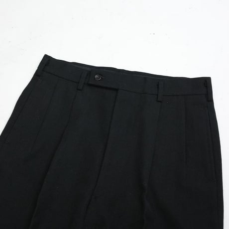 Wool Gabardine 2Tuc Black Slacks